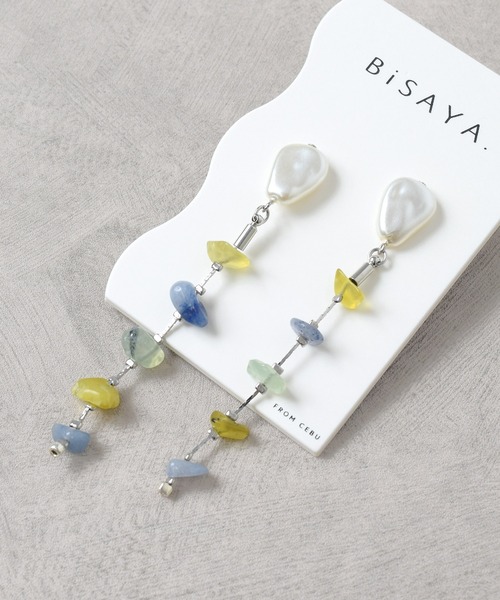 BiSAYA/天然石×チェーン/ピアス（ピアス（両耳用））｜Flowering