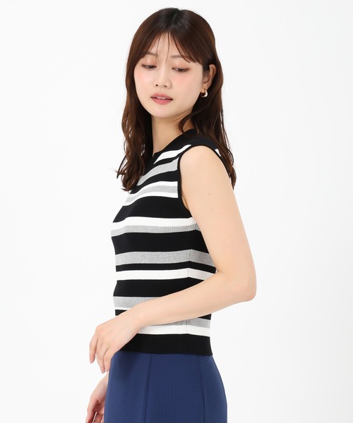 MISCH MASCH(ミッシュマッシュ)の「バリエーションフレンチラメリブニット(ニット/セーター・レディース・ブラック/ブルー/グレー/ブラック×ホワイト・フリ-)」の9枚目の写真