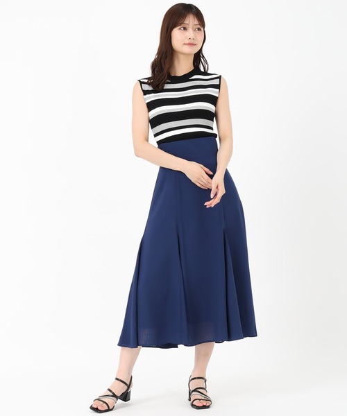 MISCH MASCH(ミッシュマッシュ)の「バリエーションフレンチラメリブニット(ニット/セーター・レディース・ブラック/ブルー/グレー/ブラック×ホワイト・フリ-)」の7枚目の写真