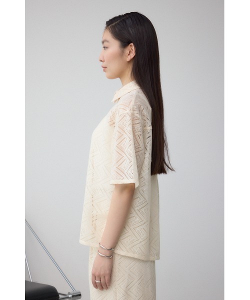 AZUL by moussy(アズールバイマウジー)の「レース半袖シャツ(シャツ/ブラウス・レディース・ブラック/アイボリー・FREE)」の7枚目の写真