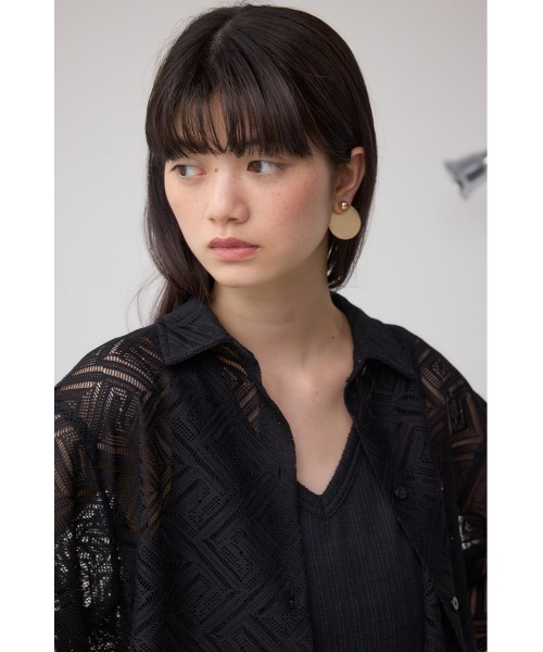 AZUL by moussy(アズールバイマウジー)の「レース半袖シャツ(シャツ/ブラウス・レディース・ブラック/アイボリー・FREE)」の13枚目の写真