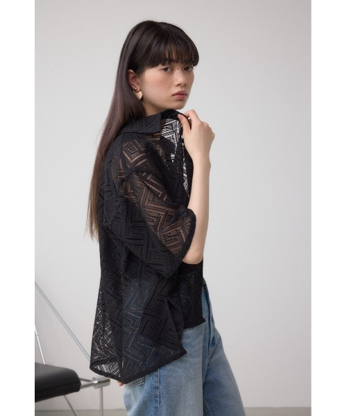 AZUL by moussy(アズールバイマウジー)の「レース半袖シャツ(シャツ/ブラウス・レディース・ブラック/アイボリー・FREE)」の14枚目の写真