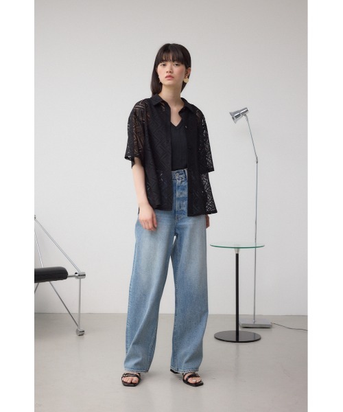 AZUL by moussy(アズールバイマウジー)の「レース半袖シャツ(シャツ/ブラウス・レディース・ブラック/アイボリー・FREE)」の15枚目の写真