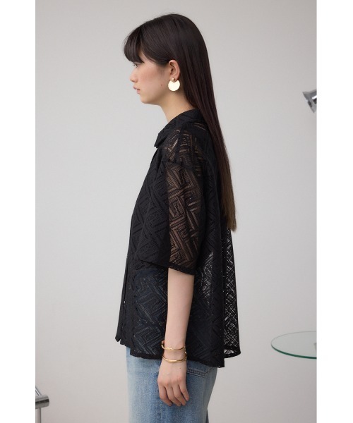 AZUL by moussy(アズールバイマウジー)の「レース半袖シャツ(シャツ/ブラウス・レディース・ブラック/アイボリー・FREE)」の17枚目の写真