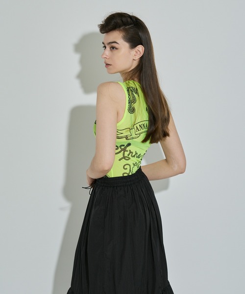 ANNA SUI NYC（アナ スイ エヌ ワイ シー）の「タトゥープリントメッシュタンクトップ（タンクトップ・レディース・ライム/ブラック・FREE）」の12枚目の写真