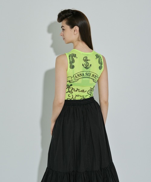 ANNA SUI NYC（アナ スイ エヌ ワイ シー）の「タトゥープリントメッシュタンクトップ（タンクトップ・レディース・ライム/ブラック・FREE）」の14枚目の写真