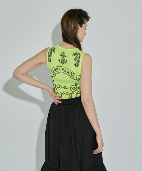 ANNA SUI NYC（アナ スイ エヌ ワイ シー）の「タトゥープリントメッシュタンクトップ（タンクトップ・レディース・ライム/ブラック・FREE）」の15枚目の写真