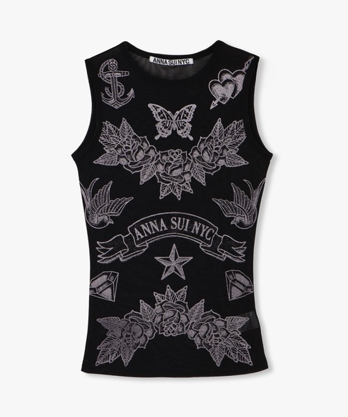 ANNA SUI NYC（アナ スイ エヌ ワイ シー）の「タトゥープリントメッシュタンクトップ（タンクトップ・レディース・ライム/ブラック・FREE）」の18枚目の写真