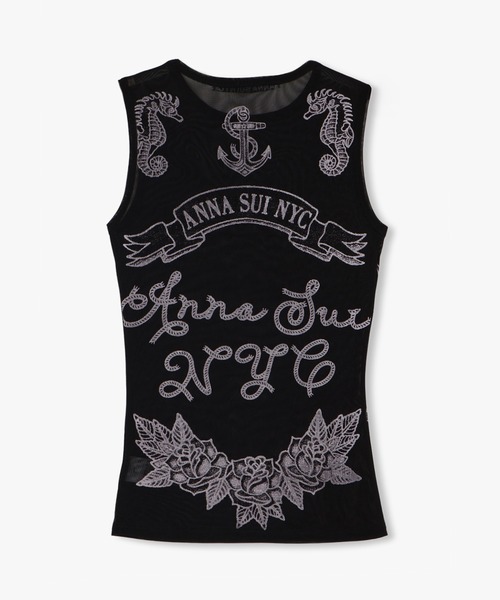 ANNA SUI NYC（アナ スイ エヌ ワイ シー）の「タトゥープリントメッシュタンクトップ（タンクトップ・レディース・ライム/ブラック・FREE）」の19枚目の写真
