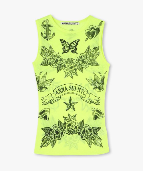 ANNA SUI NYC（アナ スイ エヌ ワイ シー）の「タトゥープリントメッシュタンクトップ（タンクトップ・レディース・ライム/ブラック・FREE）」の20枚目の写真