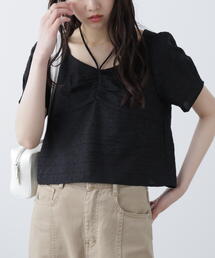 FREE'S MART | フロントギャザーネックリボン付き半袖ブラウス(シャツ/ブラウス)