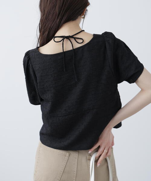 FREE'S MART(フリーズマート)の「フロントギャザーネックリボン付き半袖ブラウス(シャツ/ブラウス・レディース・ホワイト/ライトグリーン/ブラック・FREE)」の10枚目の写真