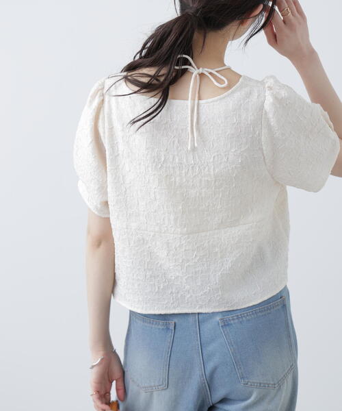 FREE'S MART(フリーズマート)の「フロントギャザーネックリボン付き半袖ブラウス(シャツ/ブラウス・レディース・ホワイト/ライトグリーン/ブラック・FREE)」の16枚目の写真