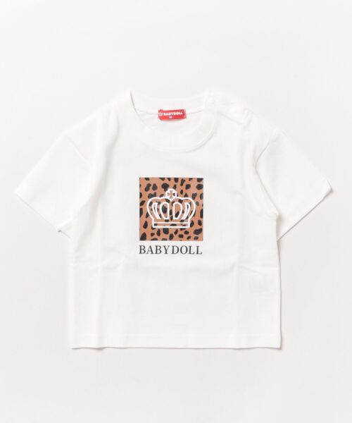 BABYDOLL(ベビードール)の「【綿100%】親子お揃い ヒョウ柄Tシャツ 0587K(Tシャツ/カットソー・キッズ・ホワイト/ブラック・90cm/100cm/110cm/120cm/130cm/140cm/150cm/80cm)」の1枚目の写真