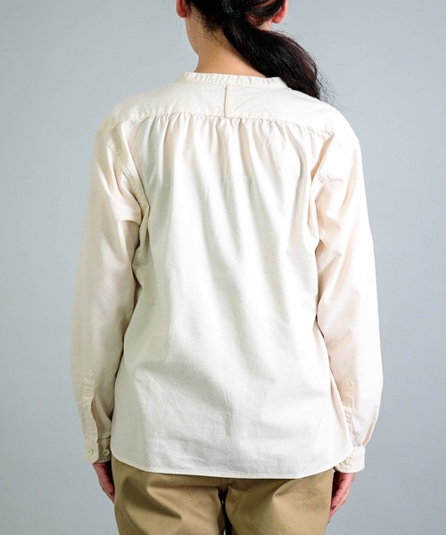 OMNIGOD womens / オムニゴッド] 20/-シーチング スタンドカラーシャツ