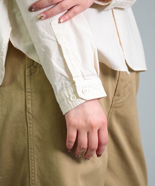 OMNIGOD womens / オムニゴッド] 20/-シーチング スタンドカラーシャツ