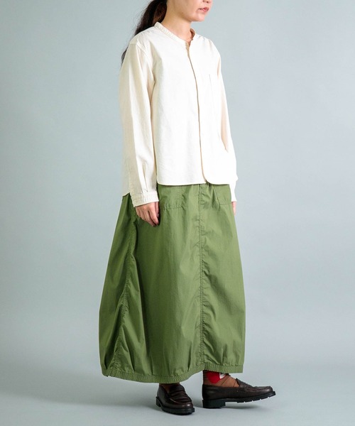 OMNIGOD womens / オムニゴッド] 20/-シーチング スタンドカラーシャツ