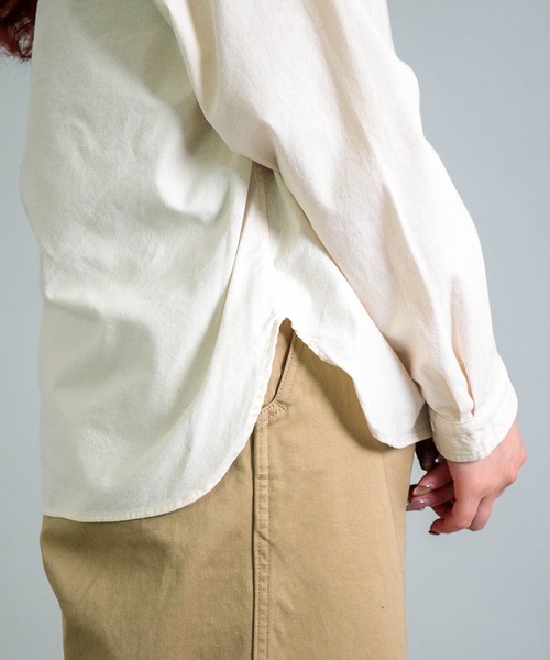 OMNIGOD womens / オムニゴッド] 20/-シーチング スタンドカラーシャツ