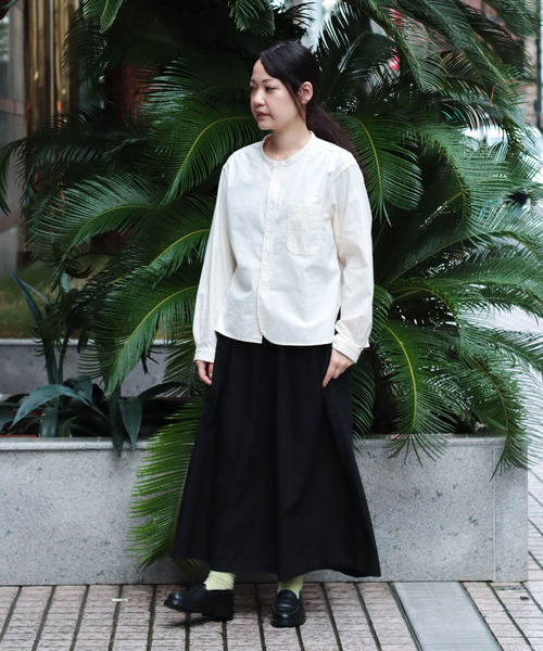 OMNIGOD womens / オムニゴッド] 20/-シーチング スタンドカラーシャツ