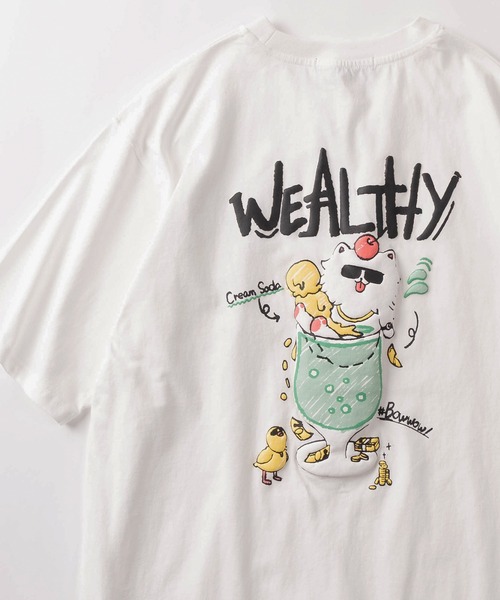 make a ray!（メイク ア レイ！）の「【82】CAT & BONE 発泡プリントTシャツ/バックプリント/オーバーサイズ（Tシャツ/カットソー・メンズ・ブラック系その他/ホワイト系その他2/ブラック系その他3/ブラック/ブラック系その他2/ホワイト/ホワイト系その他/ホワイト系その他3・M/L）」の3枚目の写真