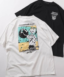 make a ray!（メイク ア レイ！）の「【82】CAT & BONE 発泡プリントTシャツ/バックプリント/オーバーサイズ（Tシャツ/カットソー）」