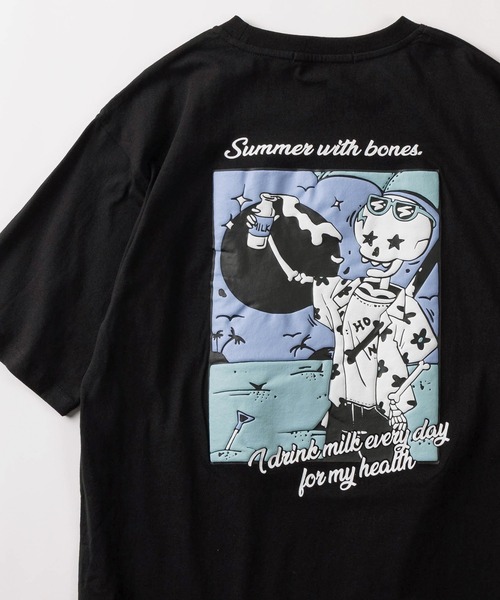 make a ray!（メイク ア レイ！）の「【82】CAT & BONE 発泡プリントTシャツ/バックプリント/オーバーサイズ（Tシャツ/カットソー・メンズ・ブラック系その他/ホワイト系その他2/ブラック系その他3/ブラック/ブラック系その他2/ホワイト/ホワイト系その他/ホワイト系その他3・M/L）」の8枚目の写真