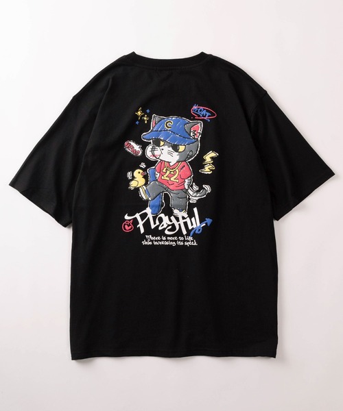 make a ray!（メイク ア レイ！）の「【82】CAT & BONE 発泡プリントTシャツ/バックプリント/オーバーサイズ（Tシャツ/カットソー・メンズ・ブラック系その他/ホワイト系その他2/ブラック系その他3/ブラック/ブラック系その他2/ホワイト/ホワイト系その他/ホワイト系その他3・M/L）」の10枚目の写真
