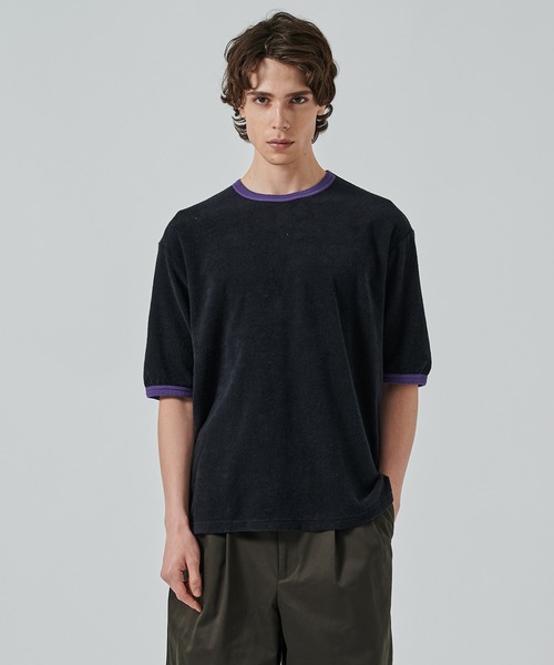 markaware(マーカウェア)の「ORGANIC COTTON PILE RINGER PILE TEE(Tシャツ/カットソー・メンズ・ブラック/ネイビー/ホワイト・1/2)」の1枚目の写真