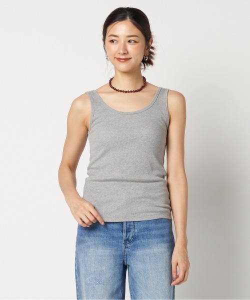 HELIOPOLE(エリオポール)の「RIB TANK TOP(Tシャツ/カットソー・レディース・ブラック/ホワイト/ダークブラウン/ベージュ/グレー・38)」の3枚目の写真