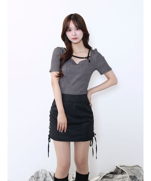 EATME（イートミー）の「レースアップミニスカート（スカート・レディース・グレー/ブラック/オレンジ・SMALL/MEDIUM）」の4枚目の写真