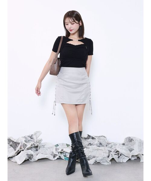 EATME（イートミー）の「レースアップミニスカート（スカート・レディース・グレー/ブラック/オレンジ・SMALL/MEDIUM）」の9枚目の写真