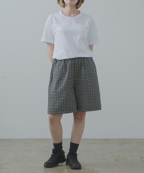 flaner（フラネ）の「Seersucker check half pants / シアサッカーチェックハーフパンツ（その他パンツ・レディース・ネイビー/ブラック・MEDIUM/LARGE）」の9枚目の写真