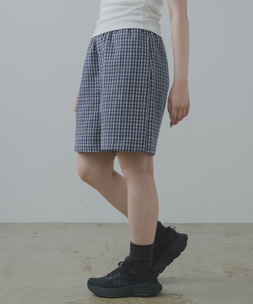 flaner（フラネ）の「Seersucker check half pants / シアサッカーチェックハーフパンツ（その他パンツ・レディース・ネイビー/ブラック・MEDIUM/LARGE）」の19枚目の写真