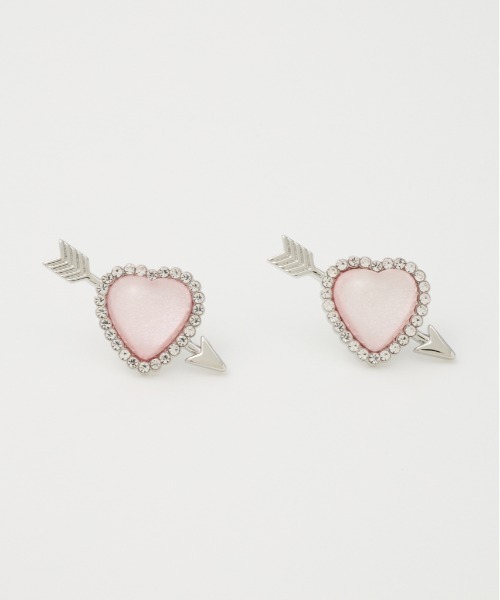 SLY（スライ）の「CUPID HEART P/EARRING キューピッド ハートピアス（ピアス（両耳用）・レディース・ピンク/ブラック・FREE）」の2枚目の写真