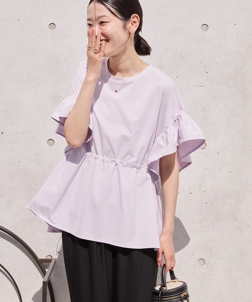 【日本製】ドットリボン半袖カットソー【アンプリ】 Ocean&Ground セール 「40%OFF」 半袖Tシャツ 