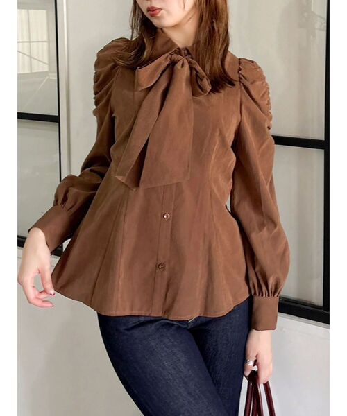 dazzlin（ダズリン）の「2WAYボウタイペプラムブラウス（シャツ/ブラウス・レディース・ホワイト/ピンク/ブラウン/その他1/イエロー/アイボリー/オフホワイト/ブルー・FREE）」の5枚目の写真