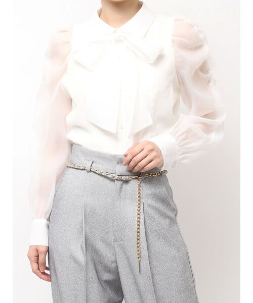 dazzlin（ダズリン）の「2WAYボウタイペプラムブラウス（シャツ/ブラウス・レディース・ホワイト/ピンク/ブラウン/その他1/イエロー/アイボリー/オフホワイト/ブルー・FREE）」の2枚目の写真