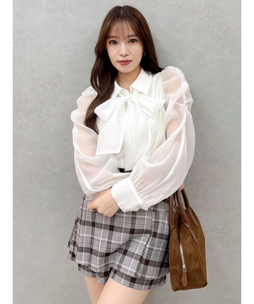 dazzlin（ダズリン）の「2WAYボウタイペプラムブラウス（シャツ/ブラウス・レディース・ホワイト/ピンク/ブラウン/その他1/イエロー/アイボリー/オフホワイト/ブルー・FREE）」の9枚目の写真