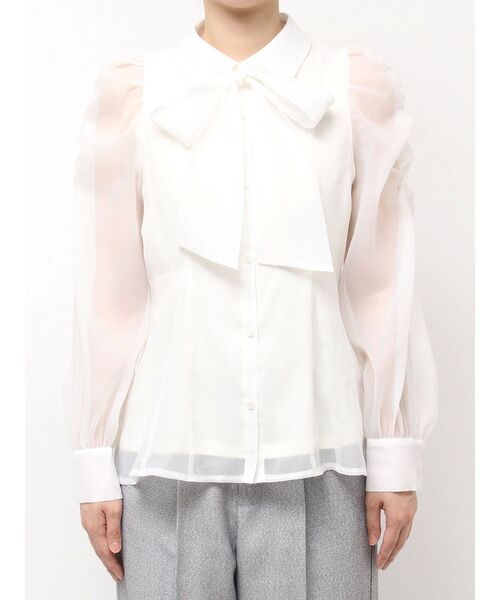 dazzlin（ダズリン）の「2WAYボウタイペプラムブラウス（シャツ/ブラウス・レディース・ホワイト/ピンク/ブラウン/その他1/イエロー/アイボリー/オフホワイト/ブルー・FREE）」の14枚目の写真