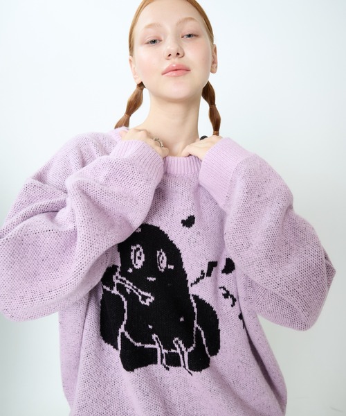 LUVISTRUE(ラヴイズトゥルー)の「CH COUCH KNIT(ニット/セーター・レディース・ブラック/パープル・FREE)」の2枚目の写真