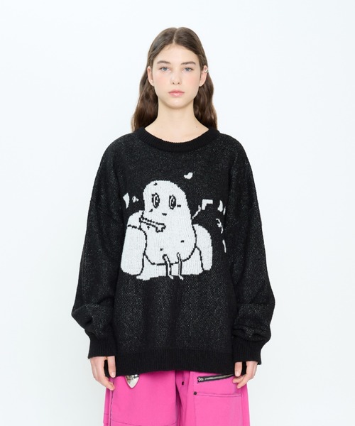 LUVISTRUE(ラヴイズトゥルー)の「CH COUCH KNIT(ニット/セーター・レディース・ブラック/パープル・FREE)」の7枚目の写真