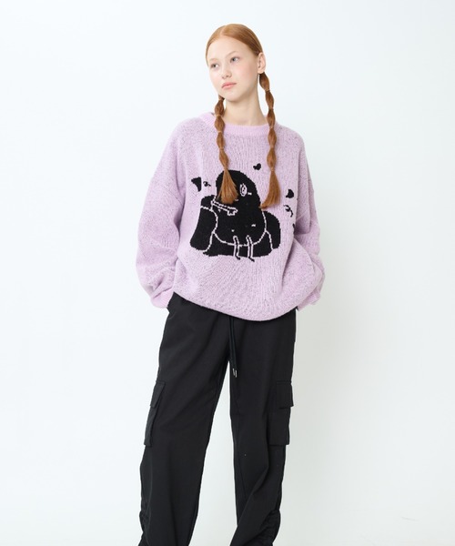 LUVISTRUE(ラヴイズトゥルー)の「CH COUCH KNIT(ニット/セーター・レディース・ブラック/パープル・FREE)」の5枚目の写真