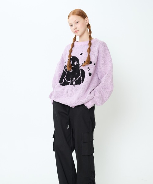 LUVISTRUE(ラヴイズトゥルー)の「CH COUCH KNIT(ニット/セーター・レディース・ブラック/パープル・FREE)」の6枚目の写真
