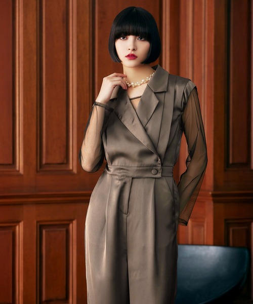 darial（ダリアル）の「【darial】2way pants set dress 2way パンツ セット ドレス お呼ばれ 結婚式 二次会 成人式 同窓会 セレモニードレス パーティドレス オケージョンドレス（パンツドレス・レディース・ブラック/ブラウン/グレー・S/M/L）」の3枚目の写真