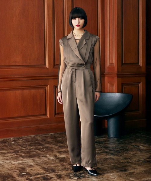 darial（ダリアル）の「【darial】2way pants set dress 2way パンツ セット ドレス お呼ばれ 結婚式 二次会 成人式 同窓会 セレモニードレス パーティドレス オケージョンドレス（パンツドレス・レディース・ブラック/ブラウン/グレー・S/M/L）」の4枚目の写真