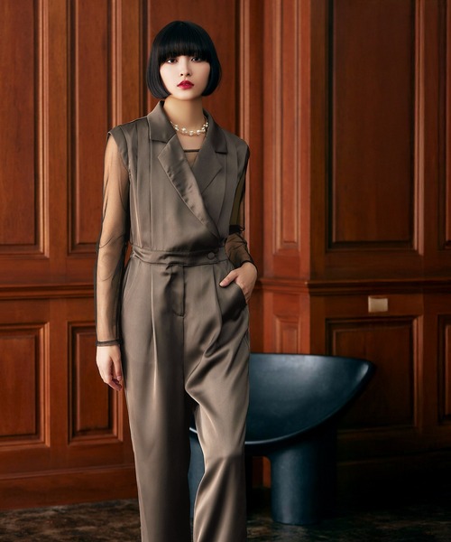 darial（ダリアル）の「【darial】2way pants set dress 2way パンツ セット ドレス お呼ばれ 結婚式 二次会 成人式 同窓会 セレモニードレス パーティドレス オケージョンドレス（パンツドレス・レディース・ブラック/ブラウン/グレー・S/M/L）」の5枚目の写真