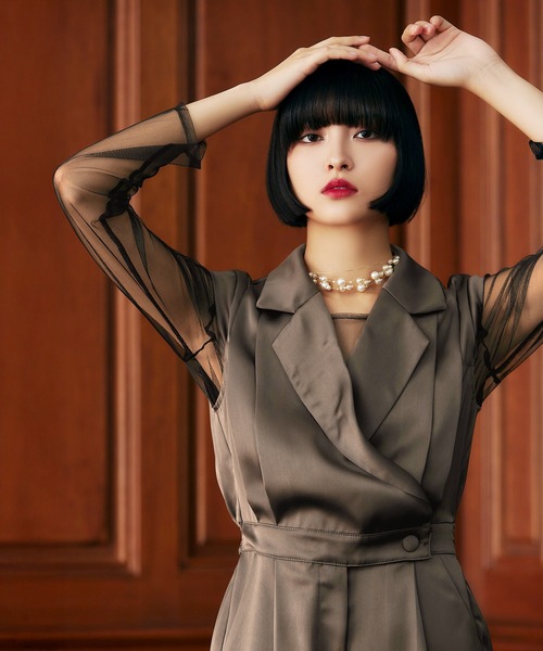 darial（ダリアル）の「【darial】2way pants set dress 2way パンツ セット ドレス お呼ばれ 結婚式 二次会 成人式 同窓会 セレモニードレス パーティドレス オケージョンドレス（パンツドレス・レディース・ブラック/ブラウン/グレー・S/M/L）」の6枚目の写真