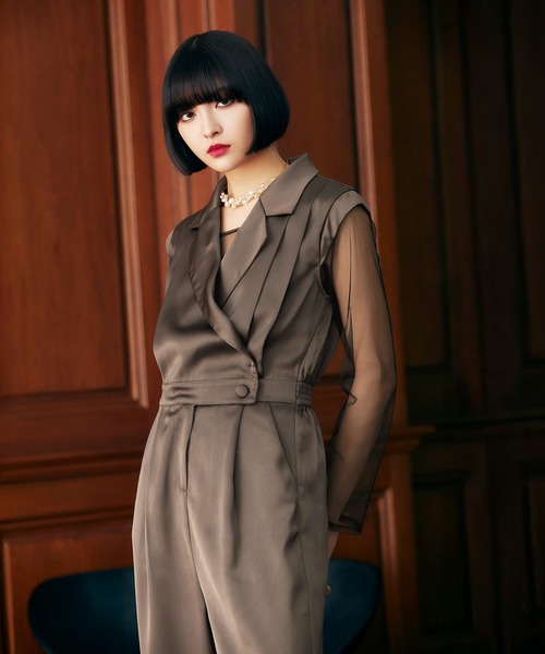 darial（ダリアル）の「【darial】2way pants set dress 2way パンツ セット ドレス お呼ばれ 結婚式 二次会 成人式 同窓会 セレモニードレス パーティドレス オケージョンドレス（パンツドレス・レディース・ブラック/ブラウン/グレー・S/M/L）」の7枚目の写真