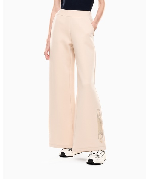 EMPORIO ARMANI EA7（エンポリオアルマーニイーエーセブン）の「【エンポリオ アルマーニ EA7】Logo Series ワイドレッグパンツ コットン混紡（その他パンツ・レディース・ベージュ/ブラック・LARGE/MEDIUM/SMALL/X-SMALL）」の2枚目の写真