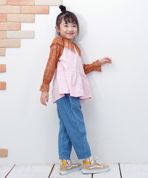 MARKEY'S(マーキーズ)の「レースドッキングチュニック(チュニック・キッズ・ライトピンク/オフホワイト・S/M/L/LL)」の6枚目の写真